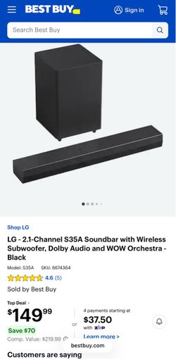 Gently used LG 2.1 soundbar with subwoofer