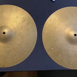 Vintage 1950’s or early 60’s Zildjian 14” Hi Hat Cymbals.  885 g top and 1225 g bottom