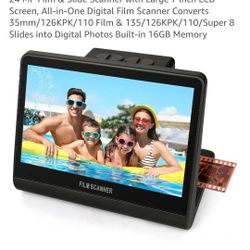 24 MP Film & Slide Scanner with Large 7 Inch LCD Screen, 