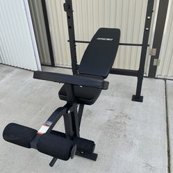 Weight Bench With Rack And Leg Curl 