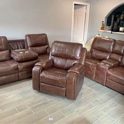 Leather Recliner Livingroom Set
