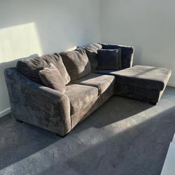 Charcocal Ashley Microfiber Sectional Sofa with Chaise Lounge