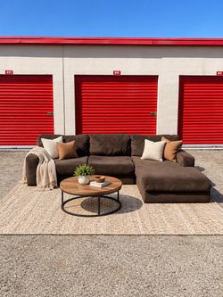 Brown L-Shaped Sectional Sofa with Chaise – $399 – Delivery Available