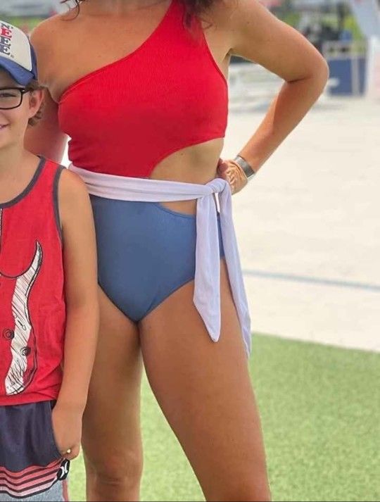 One Shoulder Swimsuit - Cute + Patriotic