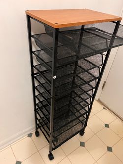 12-Tier Rolling File Cart - Multi-Functional Desk Organizer with Sliding Trays