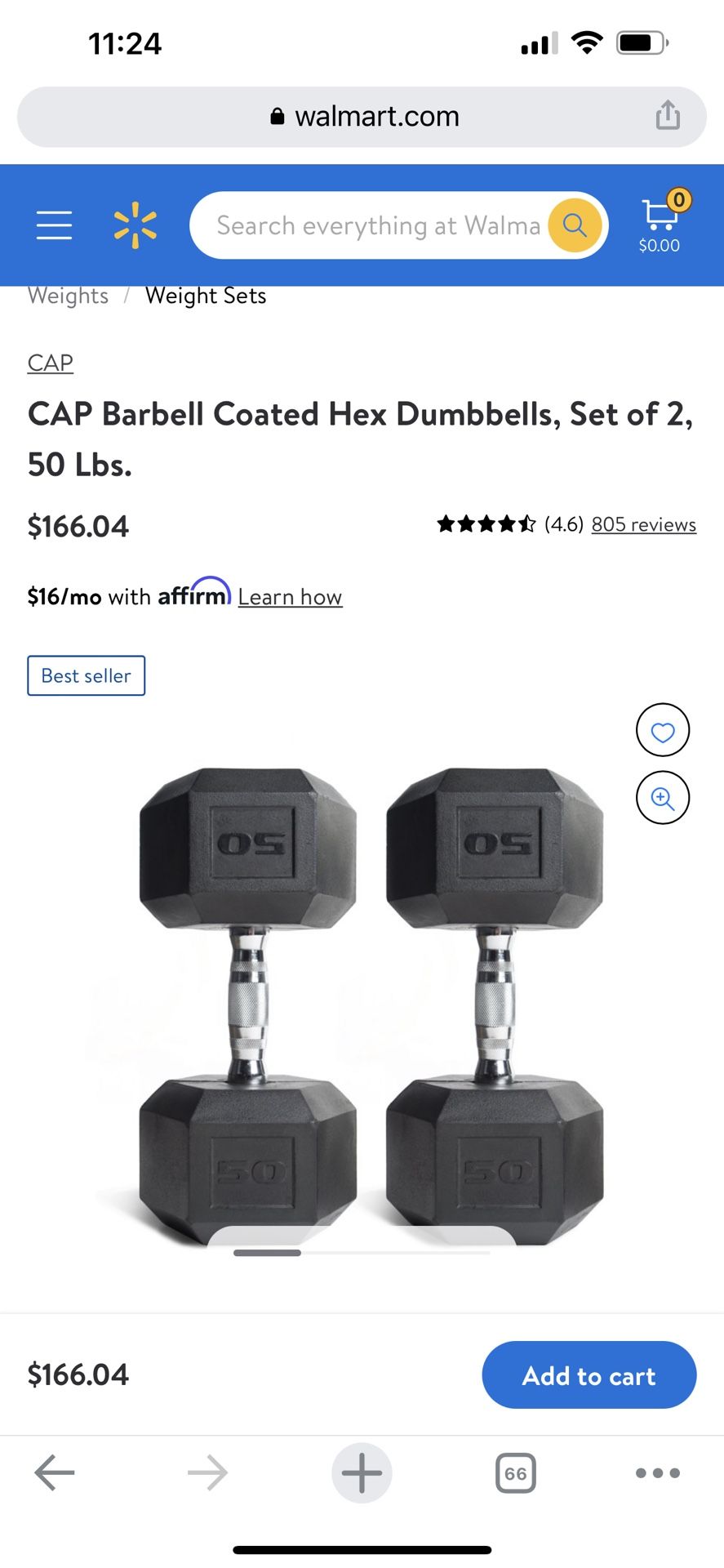 CAP Dumbells Pair Of 50lbs