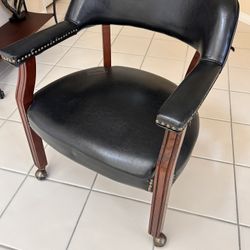 6 Chair Set 24” Wide On Casters For Poker Or Dining Table Use. Some Tears & Patched Areas