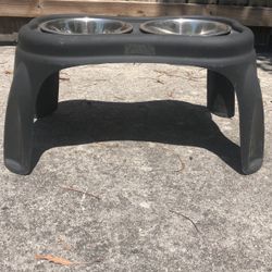 Dog bowls and stand