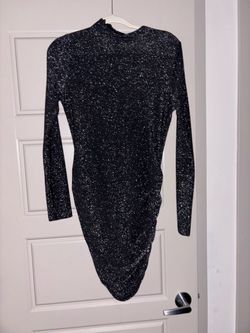 Black Glitter Long Sleeve Bodycon Mini Dress