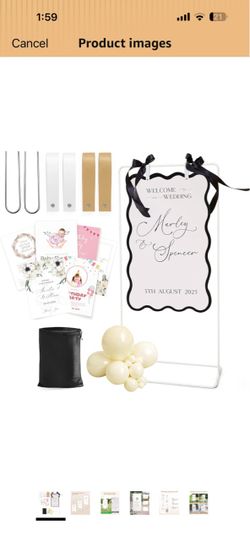 Wedding Welcome Sign Stand, White Sign Holder, Includes Design Bundle Easel Stand for Sign Poster With Ground Stakes & Leather Sign Hanging Straps, Li