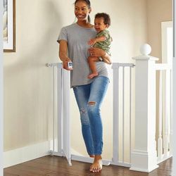 Cumbor 36" Extra Tall Baby Gate for Stairs, 29.7-40.6"(Extensions Included) Wide Dog Gate for Doorwa