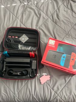 Nintendo Switch Neon with Case and Accessories