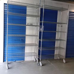 Metal Wire Rack On Casters With 6 Shelves Each 