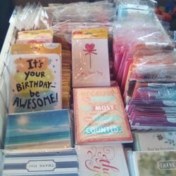 BOX OF GREETING CARDS AND TISSUE WRAP $75 OBO