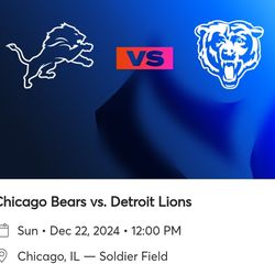 4 Chicago Bears Tickets Vs Detroit Lions 