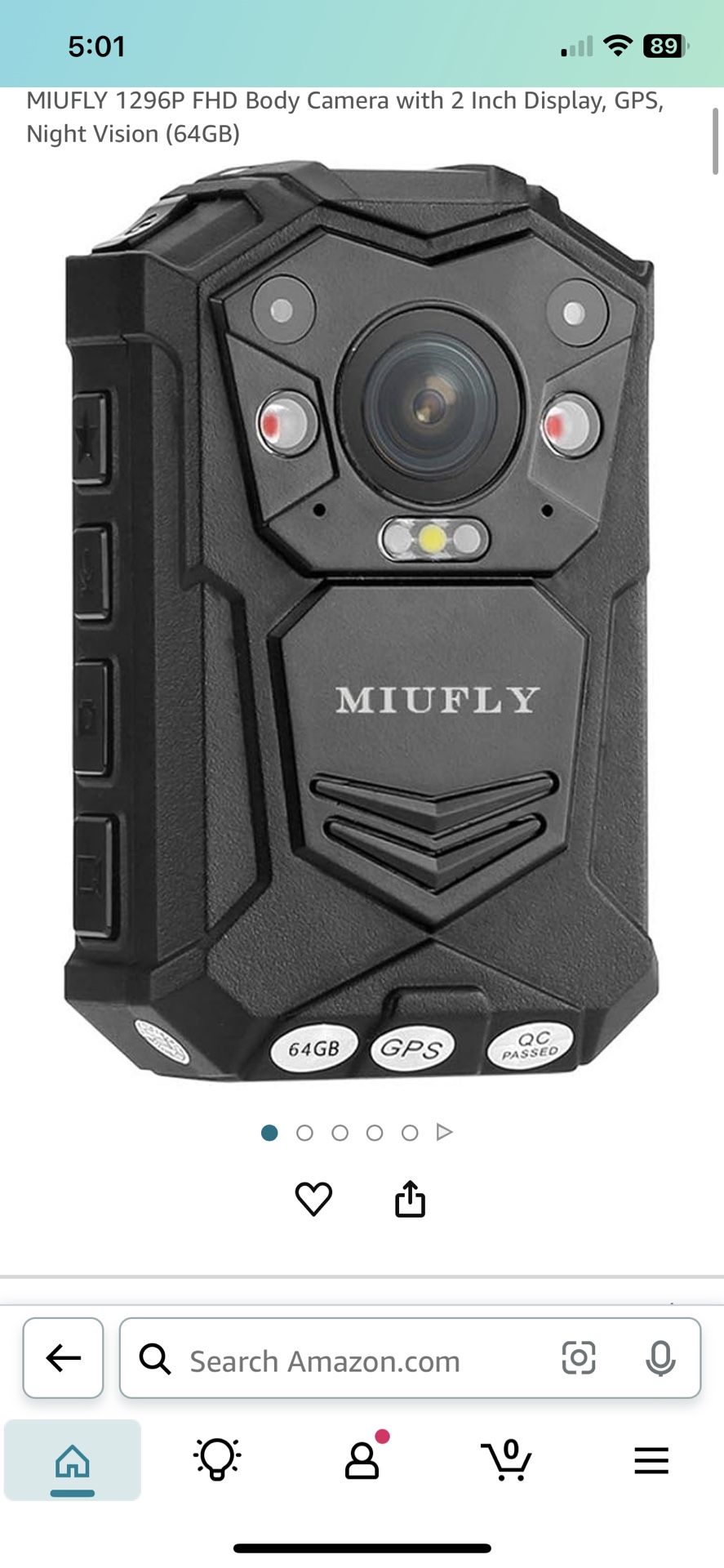 MIUFLY 1296P FHD Body Camera with 2 Inch Display, GPS, Night Vision (32GB)