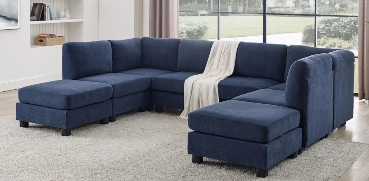 120” Wide Modular Sectional With Ottoman