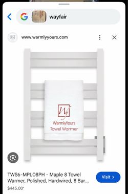 NEW Maple 8 Towel Warmer, Polished, Hardwired, 8 Bars