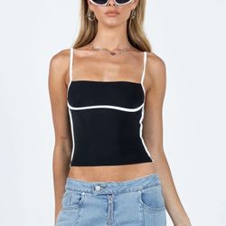 Princess Polly Maidenwell Contrast Black Top