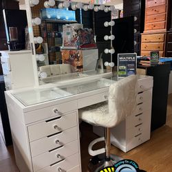 White Led Bed Frame Diamond Dresser Drawer 