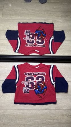 Y2K 2000s Kids / Toddlers Spiderman Embroidered Web Slinger 62 Long Sleeve Shirt