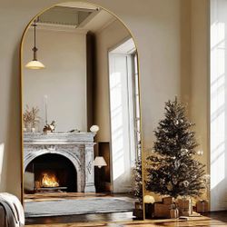 New, 79 x 39 Extra Large Full-Length Arch Mirror, Gold