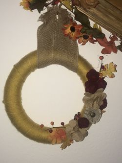 Fall themed yarn wreath