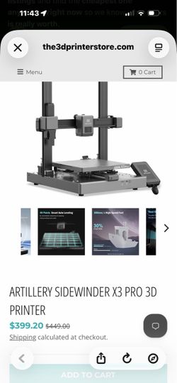 Artillery Sidewinder X3 Pro 3D Printer