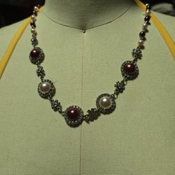 Liz Claiborne's Purple And White Necklace With Matching Earrings And Bracelet 