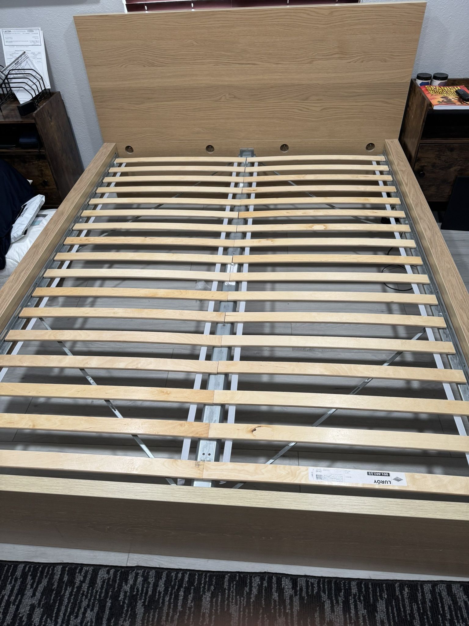 IKEA Queen Luroy Bed Frame & 12 Inch Lucid Queen Mattress
