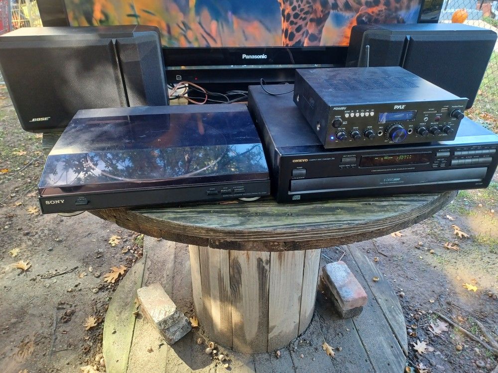 200W PYLE BLUETOOTH AMPLIFIER/SONY PHONO/ONKYO 6 DISCS CD PLAYER/BOSE 201 SPEAKERS $500 FINAL PRICE