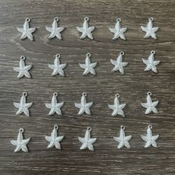 20 Piece Silver Colored Starfish Pendant Pieces For Jewelry Making