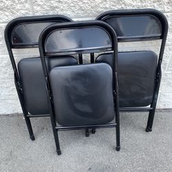 3 Folding Black Chairs w/Cushions