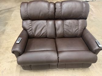 Brown Leather Power Recliner Loveseat