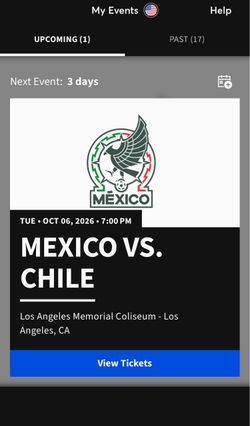 Mexico vs. Chile Soccer Ticket – Oct 6, 2026