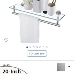 20” Glass Shelf And Towel Holder 
