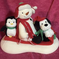 Christmas Hallmark 2007 Jingle Pals Singing Animated Snowman Penguin Dog Sleigh Ride WORKS!