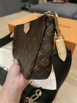 Louis Vuitton Khaki And Monogram Multi Pochette Accessoires Gold