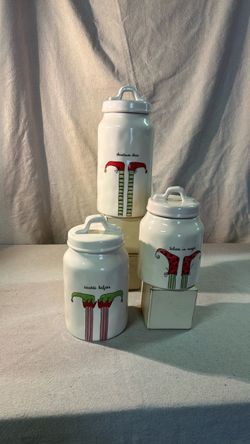 Rae Dunn Elf Feet Dimpled Canisters