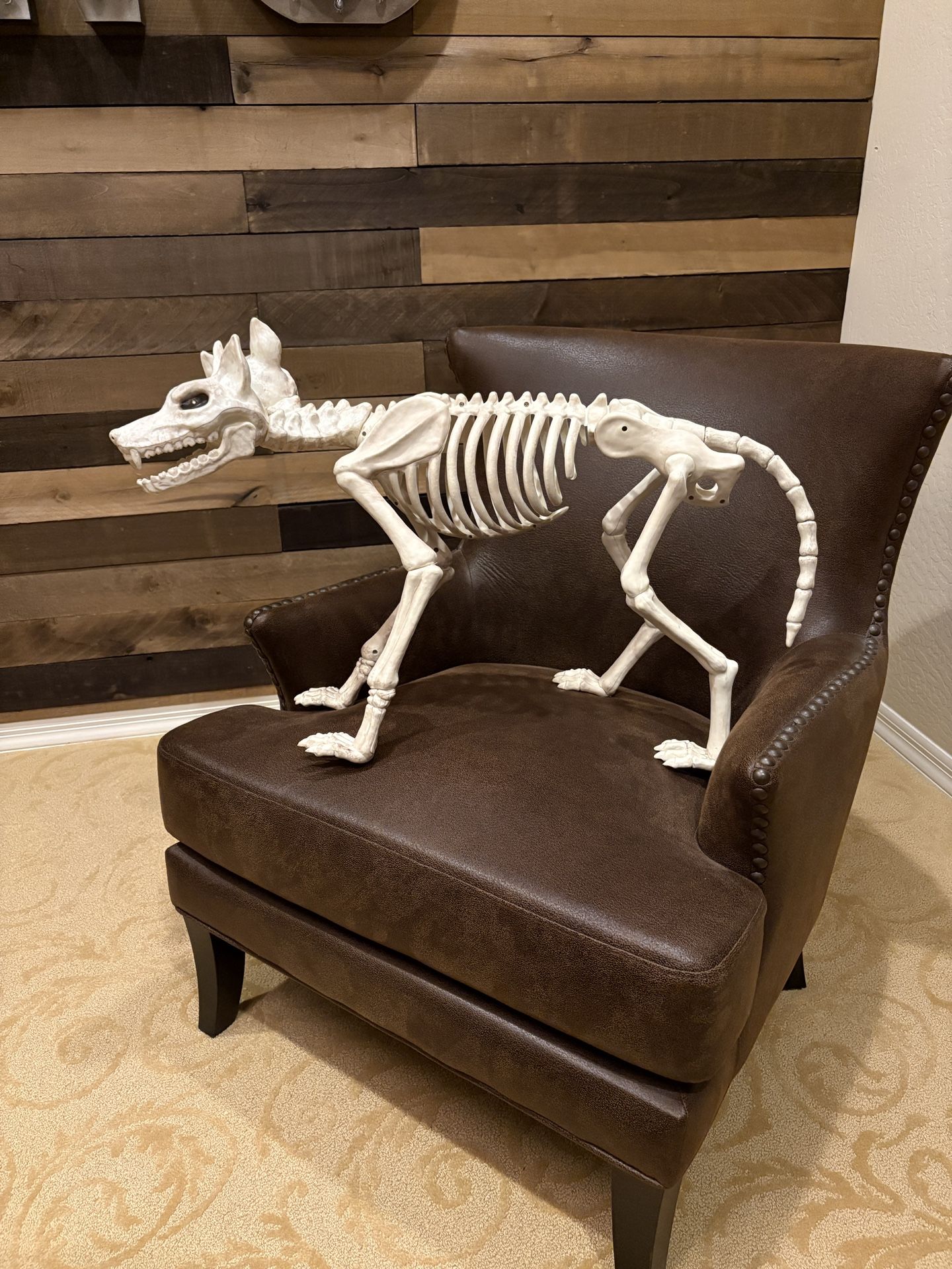 2 Headed Skeleton Dog led Eyes & Scary Barking W/mouth Moving