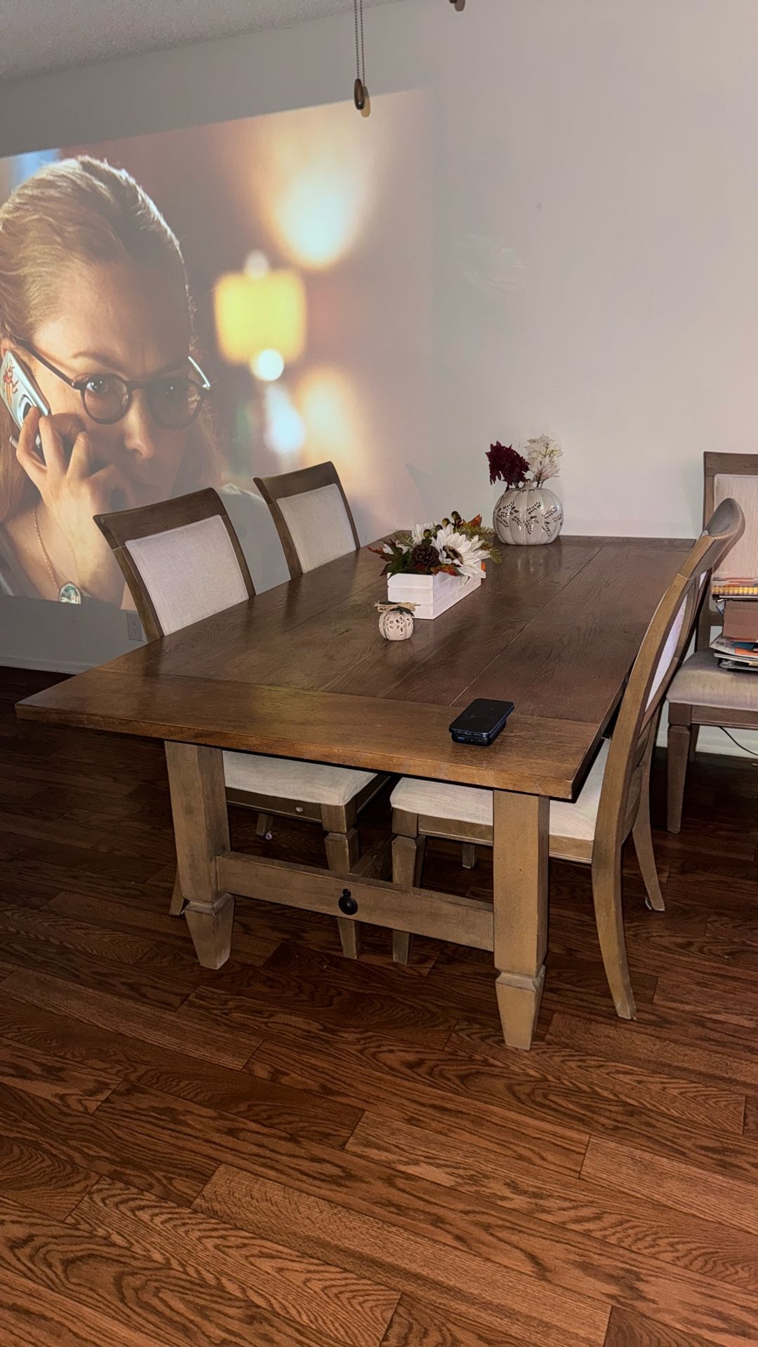 BROWN DINING TABLE 6 CHAIRS