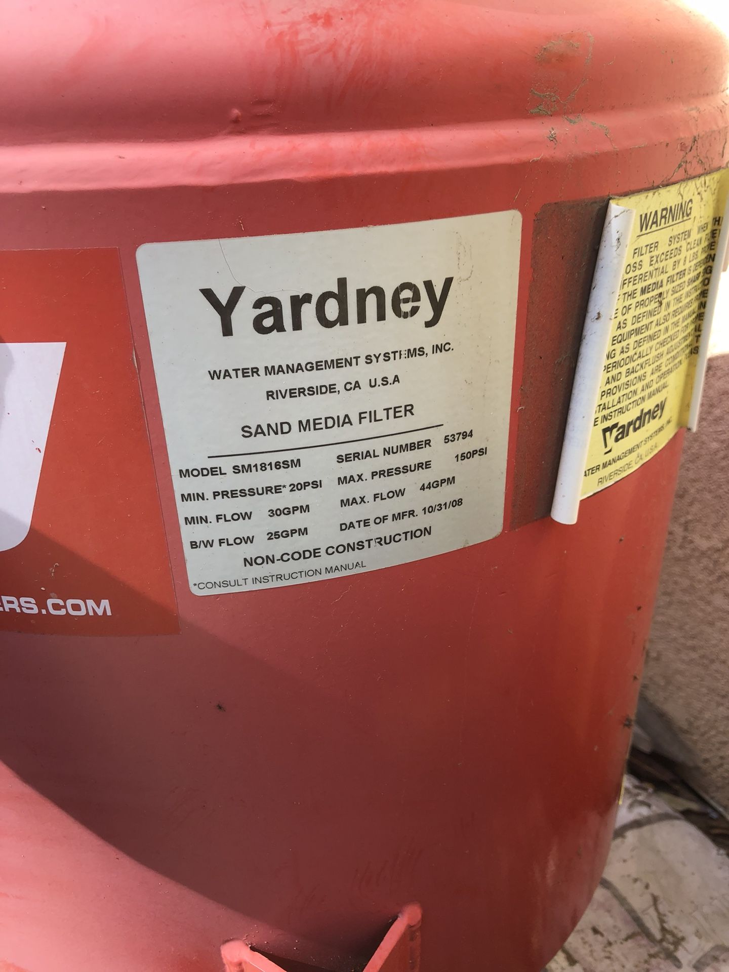 Yardney sand media filter system