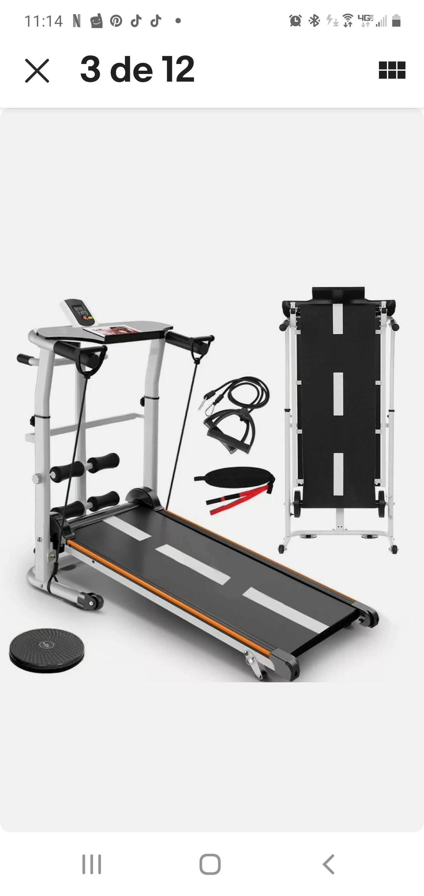 Folding Manual Treadmill 4-in-1 Shock Running Working Machine Fitness