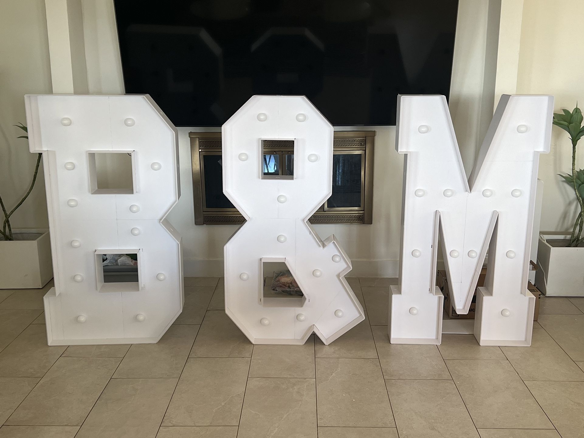 “B”& “M” Tall Marquee Letters (15$ for each) with Lamps/lights Battery Operated