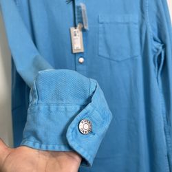 Men’s Blue Twill Overshirt London Brand