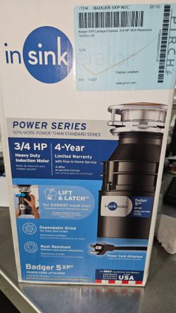 Garbage Disposal-New 3/4 HP InSinkerator