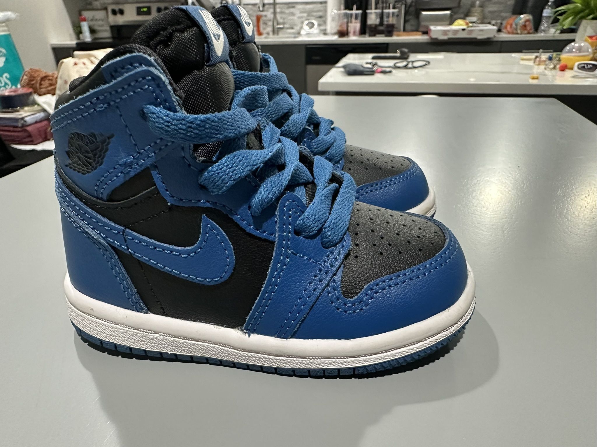 Nike Air Jordan 1 Retro High OG Toddler Baby Shoes Size 5c Marina Blue Black
