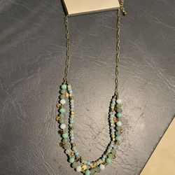 Teal And Gold 2 Layer Necklace