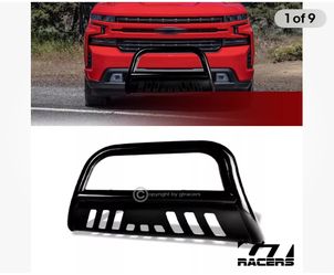 For 2019-2021 Silverado/Sierra 1500 Blk Bull Bar Brush Push Bumper Grille Guard