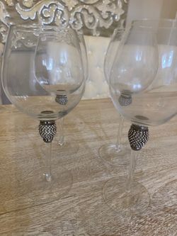 Pier 1 Glam Rhinestone Wine & Martini Glass Set